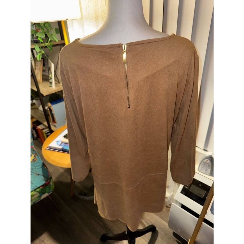 Chico's Soft Taupe Asymmetrical Boatneck Tunic - Picture 3 of 6